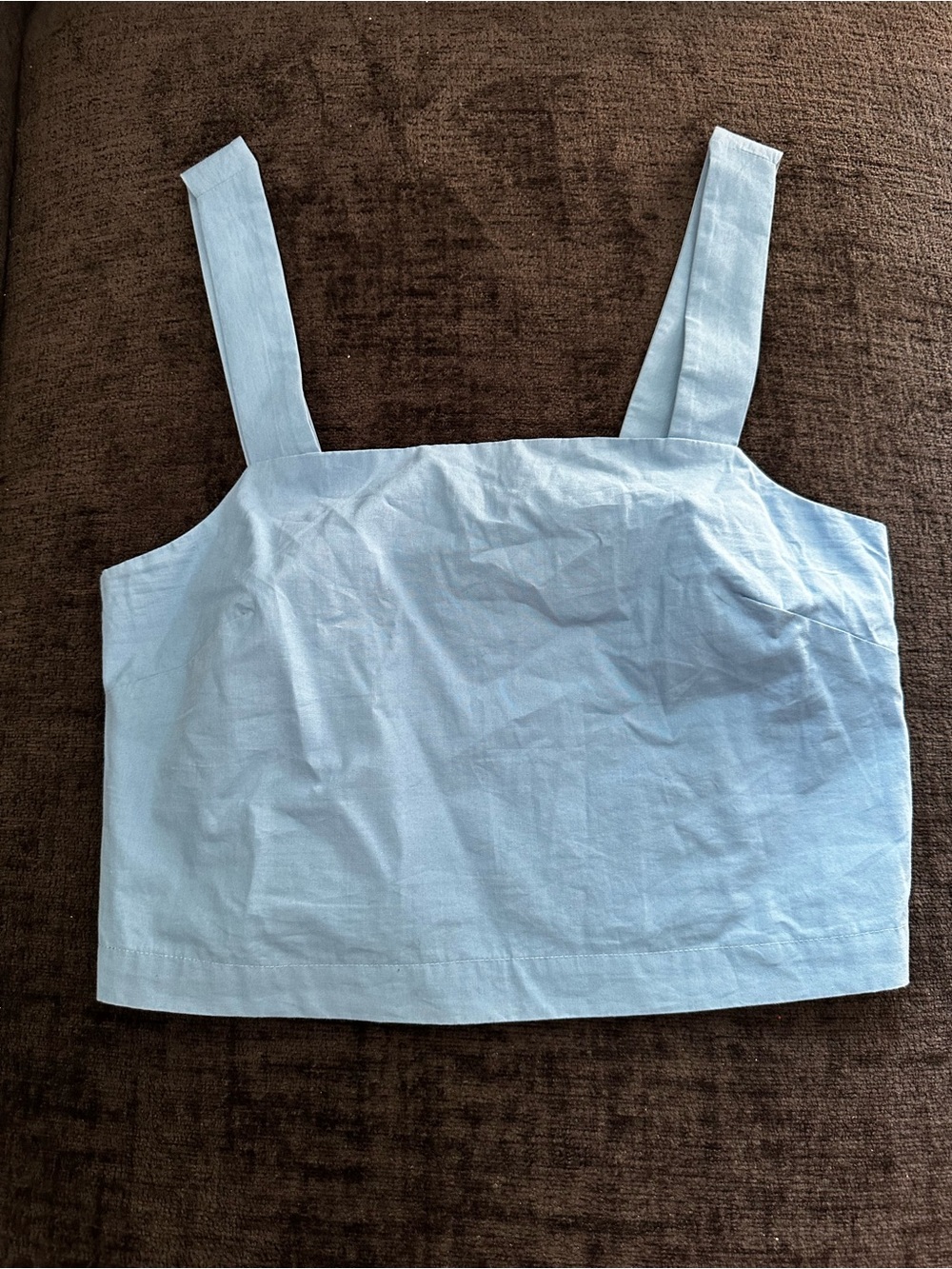 Frank & Oak 100% Organic Cotton Light Blue Square Neck Crop Top Size Small